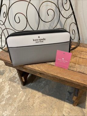 🆕 Kate Spade Staci Large Continental Wallet, Nimbus Grey Multi